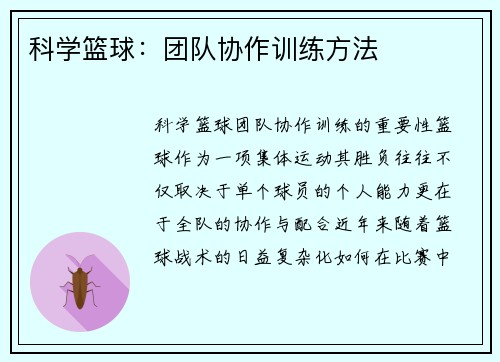 科学篮球：团队协作训练方法